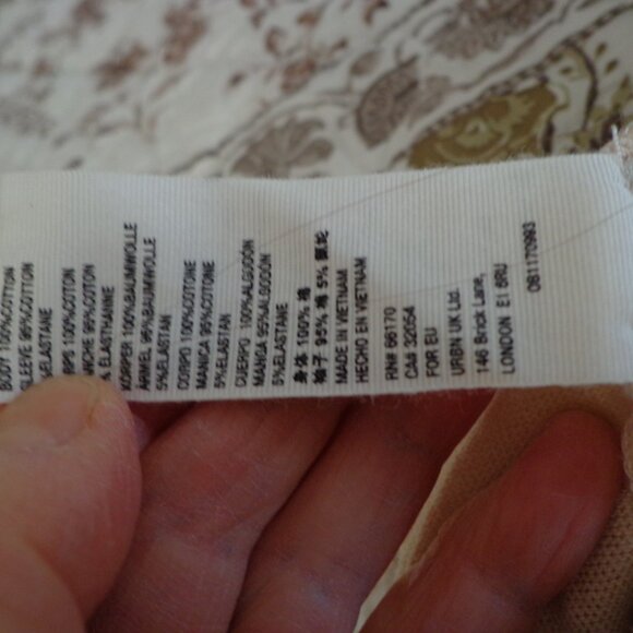 NWOT WE THE FREE Striped Puffy Long Sleeve T-Shirt XS Blues/Natural Raw Edges - Picture 14 of 15